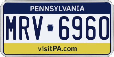 PA license plate MRV6960
