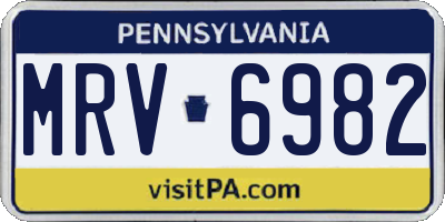 PA license plate MRV6982