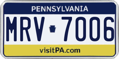 PA license plate MRV7006