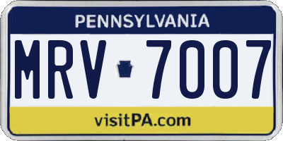 PA license plate MRV7007