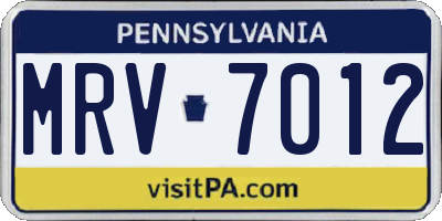 PA license plate MRV7012