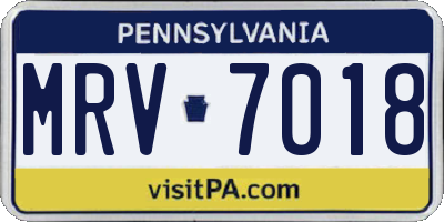 PA license plate MRV7018