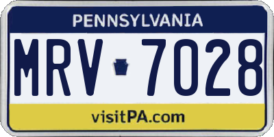 PA license plate MRV7028