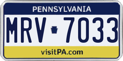 PA license plate MRV7033
