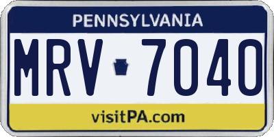 PA license plate MRV7040