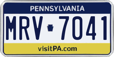 PA license plate MRV7041