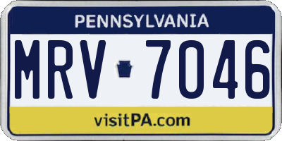 PA license plate MRV7046