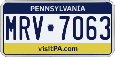 PA license plate MRV7063