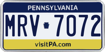 PA license plate MRV7072