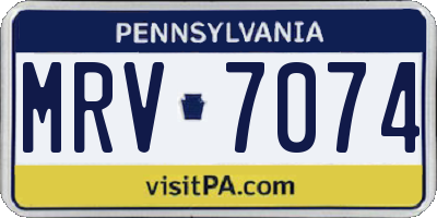 PA license plate MRV7074