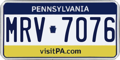 PA license plate MRV7076