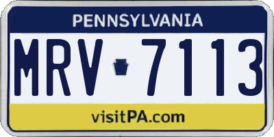 PA license plate MRV7113