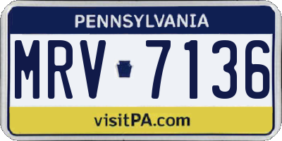 PA license plate MRV7136