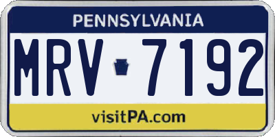 PA license plate MRV7192