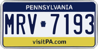 PA license plate MRV7193