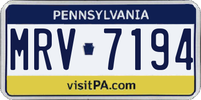 PA license plate MRV7194