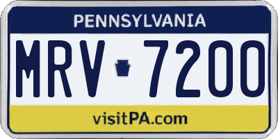 PA license plate MRV7200