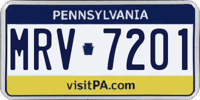 PA license plate MRV7201