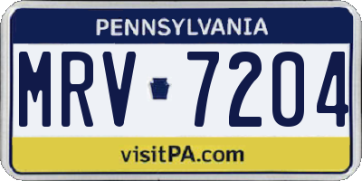 PA license plate MRV7204
