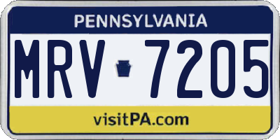 PA license plate MRV7205