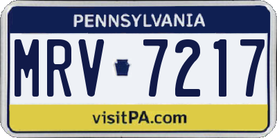 PA license plate MRV7217