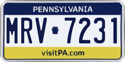 PA license plate MRV7231