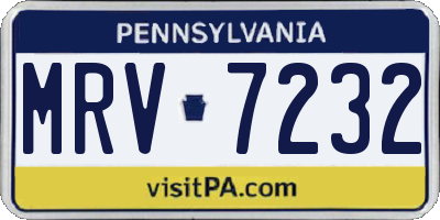 PA license plate MRV7232