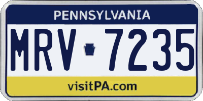 PA license plate MRV7235