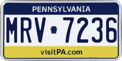 PA license plate MRV7236
