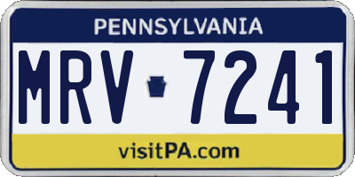 PA license plate MRV7241