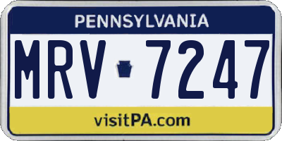 PA license plate MRV7247