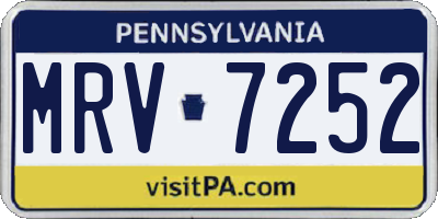 PA license plate MRV7252