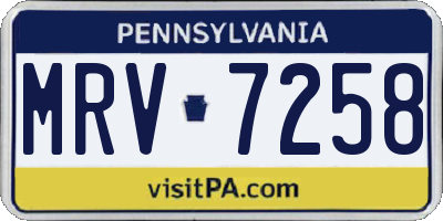 PA license plate MRV7258