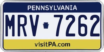 PA license plate MRV7262