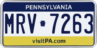 PA license plate MRV7263