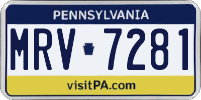 PA license plate MRV7281