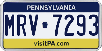 PA license plate MRV7293