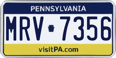 PA license plate MRV7356