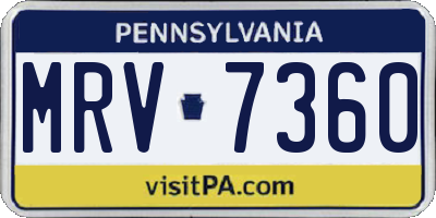 PA license plate MRV7360