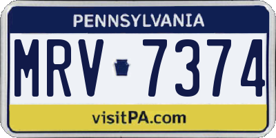 PA license plate MRV7374