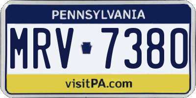 PA license plate MRV7380