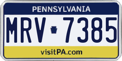 PA license plate MRV7385