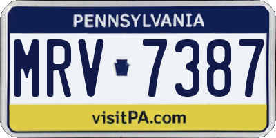 PA license plate MRV7387