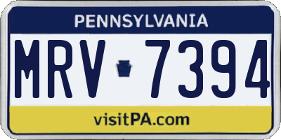 PA license plate MRV7394