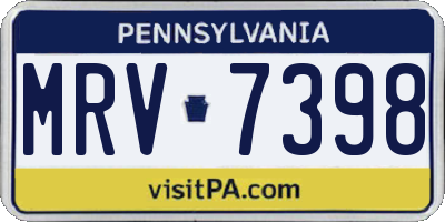 PA license plate MRV7398