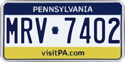 PA license plate MRV7402