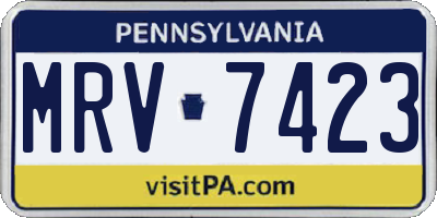 PA license plate MRV7423