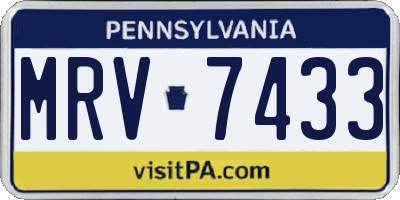 PA license plate MRV7433