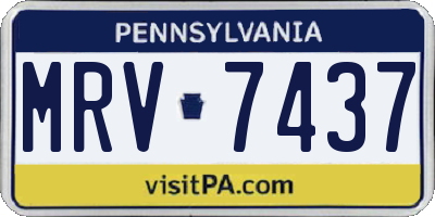 PA license plate MRV7437