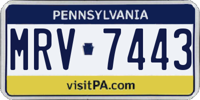 PA license plate MRV7443